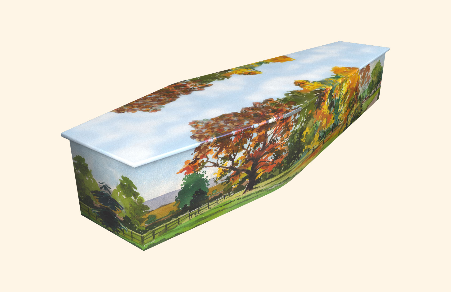 Autumn design on a traditional coffin